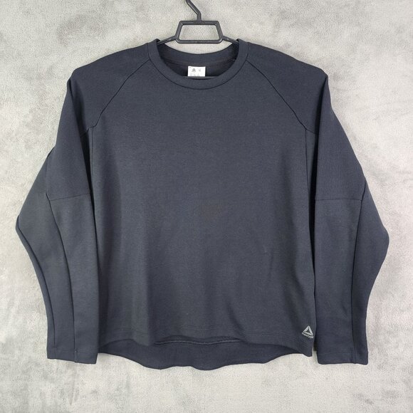 Mens Black Reebok Speedwick Sweatshirt Long Sleeve Crew Neck Size XL - Picture 2 of 12